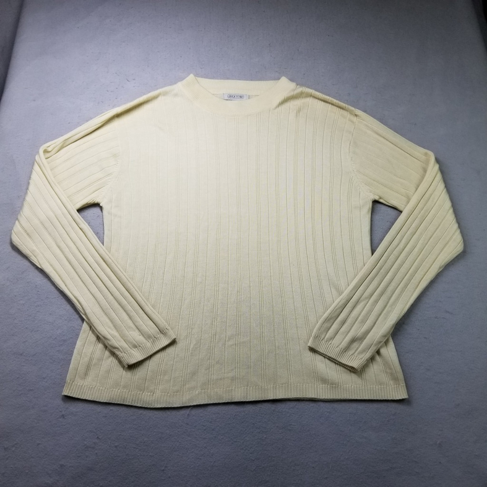 Linea Uomo Sweater Womens Size 3X Yellow Ribbed High Neck Long Sleeve Acrylic